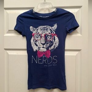RARE Y2K AEROPOSTALE NERDS ARE COOL TOO TIGER GRAPHIC T-SHIRT SHORT SLEEVE XS